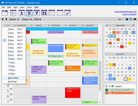 free calendar programs for windows 7
